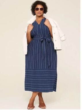 Lane Bryant Navy Stripe Midi Dress